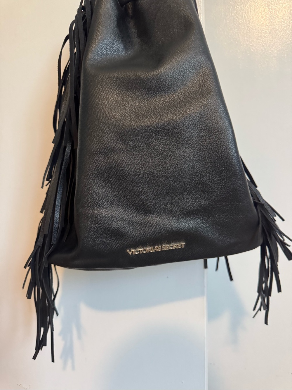 Victoria's Secret Black Fringe Drawstring Backpack - Picture 2 of 6